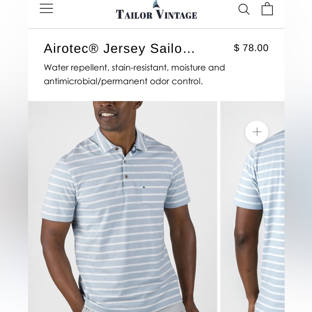 Tailor vintage airotec jersey‎ sailor stripe polo size XL